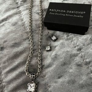 Silpada silver necklace and earring set